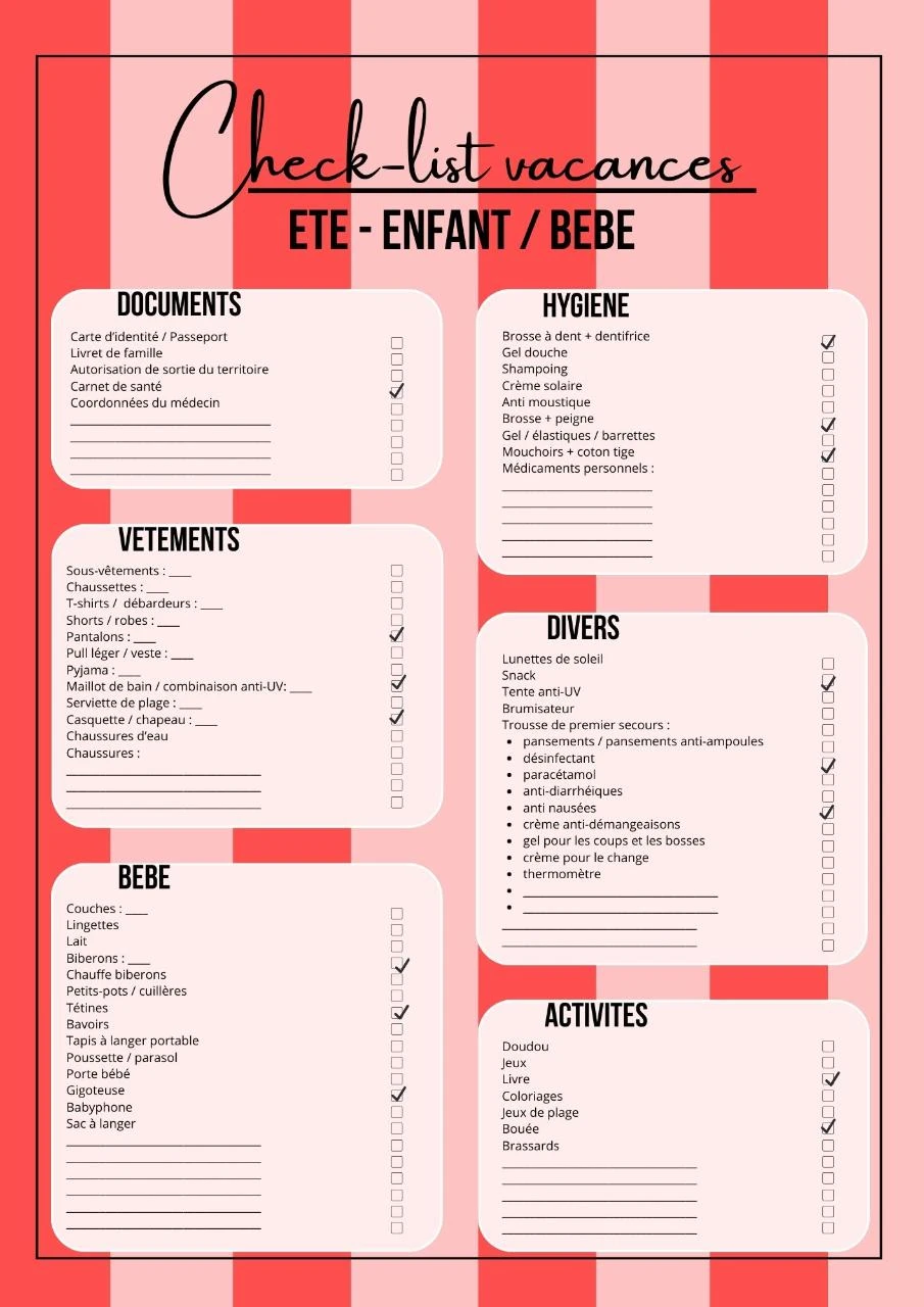 Checklist voor zomervakantie, herbruikbaar voor volwassenen of kinderen - Nooit meer vergeten! – photo 4